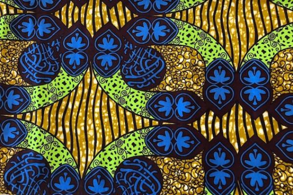 LIME BLUE Waxprint Stoff